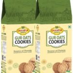 Dhampure Speciality Jaggery Gur Oats Cookies Biscuit, 400G (2 X 200G) | Gur Gud Bakery Cookies Biscuit, Healthy Snacks - Fast UK Delivery