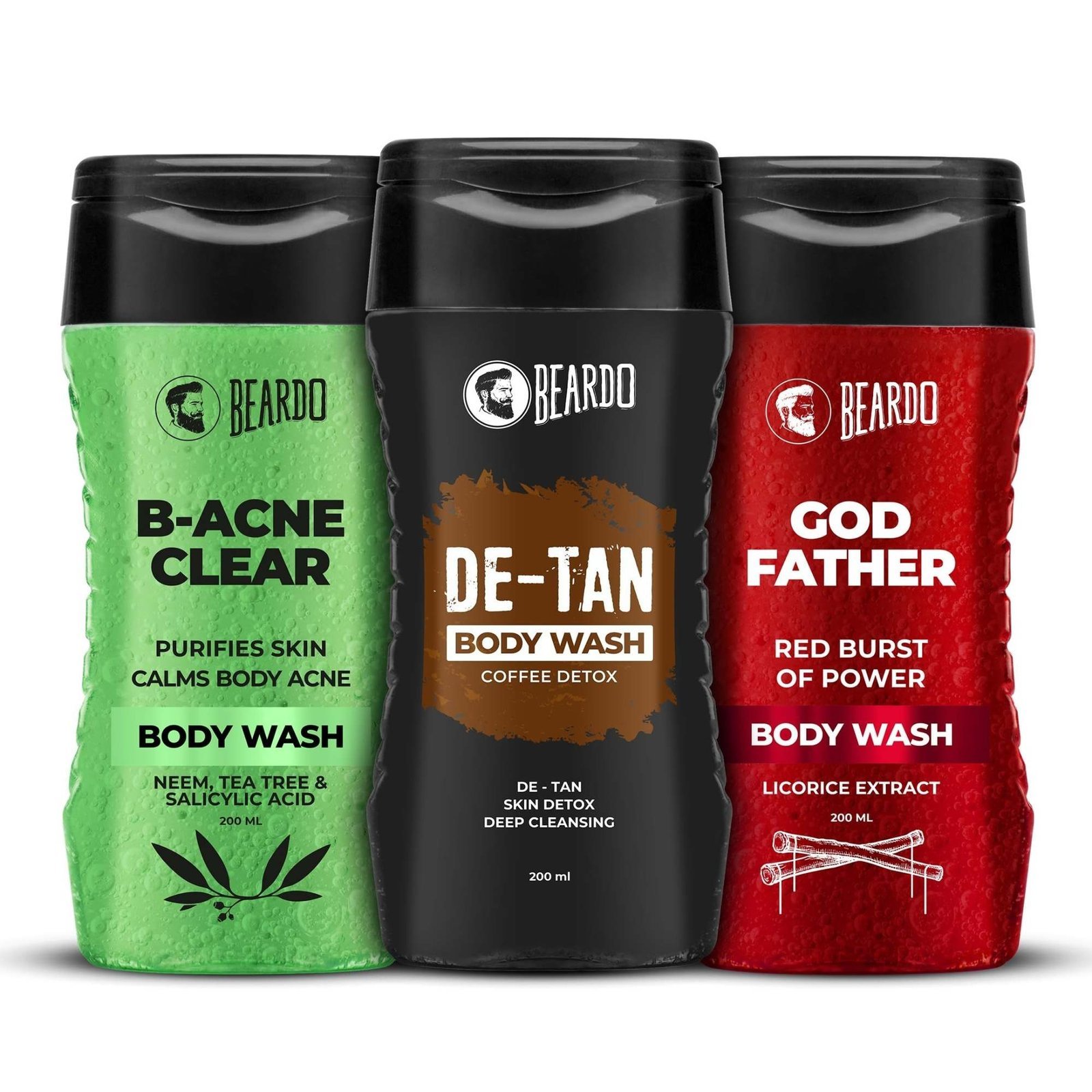 uk81N4iNy3ldL-1-1.jpg Beardo DeTan , Godfather & B-acne Clear Body Wash for Men ( 200ml x 3) | Complete Skin Care Set for Men - Deep Cleansing, Acne-Fighting & Tan Removal Body Wash | Ideal for Oily & Acne-Prone Skin | Perfect Skincare Kit for Men with Acne & Tan Issues -| Ultimate Grooming Solution for Healthy, Clean Skin - Fast UK Delivery - Image 1