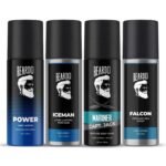 Beardo Power, Iceman, Mariner Captain Jack & Falcon Body Spray for Men (Set of 4) - Fast UK Delivery
