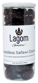 Lagom Gourmet Seedless Safawi Dates 500G,Saudi Arabia Dates,All Natural,No Preservatives,No Added Sugar,Gluten Free,Vegan,Plant Based,Non Gmo,Dates Dry Fruits,Khajur,Khajoor,Khejur - Fast UK Delivery