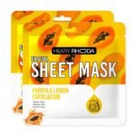 Hilary Rhoda Papaya & Lemon Exfoliation Sheet Mask | Daily Glow mask | Brightens & Exfoliates | Facial Sheet Mask with Serum | Tightens Pores - 20gm (Pack of 2) - Fast UK Delivery