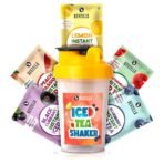 Bevzilla Instant Ice Tea & Bottle Pack With 5 Flavoured Sachets| Black Currant, Watermelon, Blueberry, Peach Passion & Lemon | Leak Proof - Fast UK Delivery