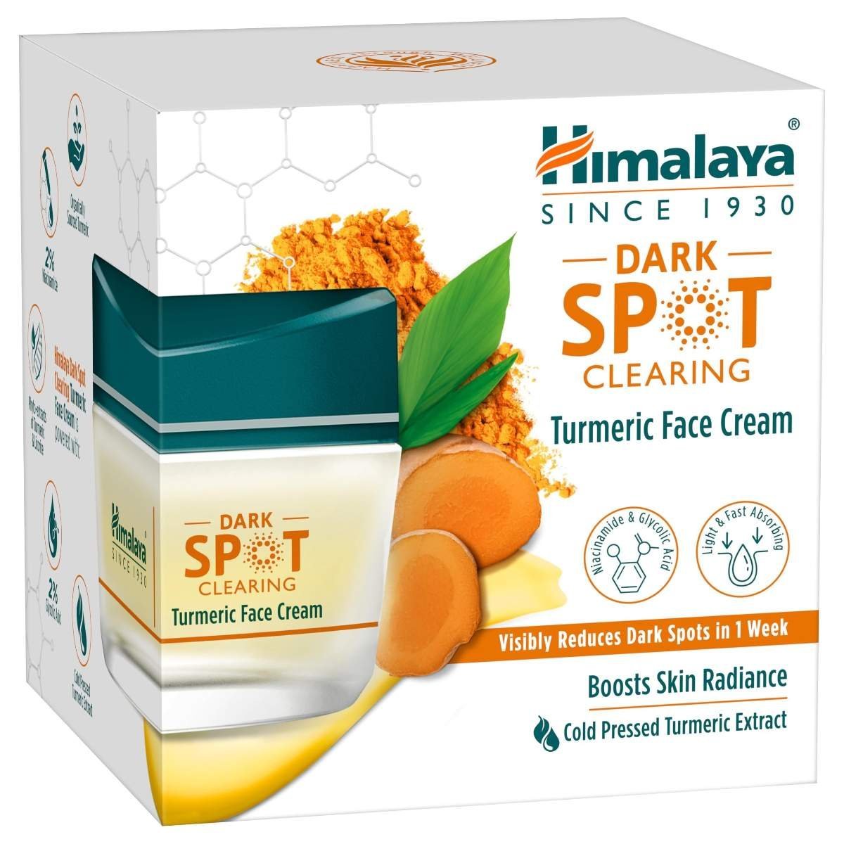 uk81S7KuaJlhL-1-1.jpg Himalaya Wellness Company Dark Spot Clearing Turmeric Face Cream | Organically Sourced Turmeric | Reduce Dark Spots In 7 Days | 2% Glycolic Acid & 2% Niacinamide | 50G - Fast UK Delivery - Image 1