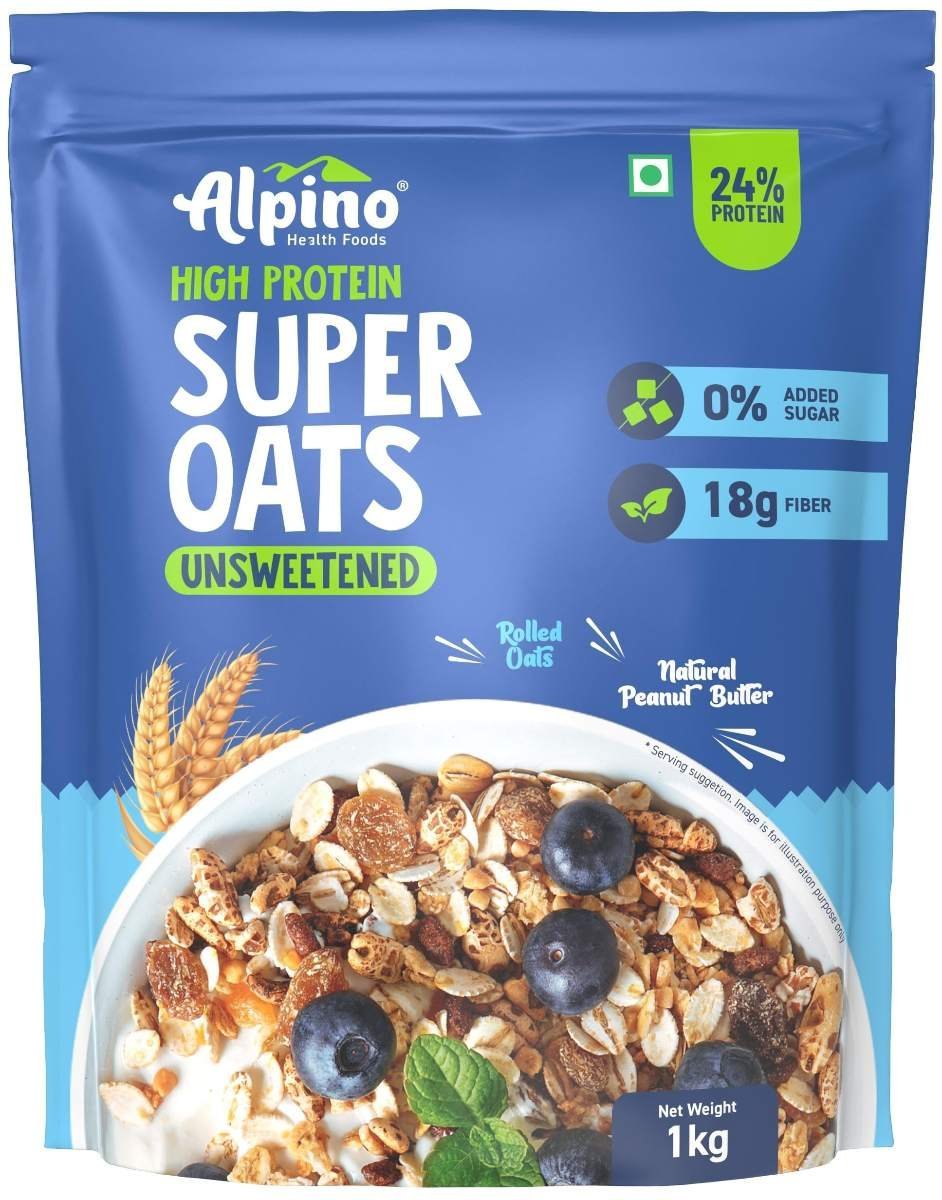 uk81SplSq-tmL-1.jpg ALPINO High Protein Super Rolled Oats Unsweetened 1kg - Rolled Oats & Natural Peanut Butter 24g Protein, No Added Sugar & Salt, Gluten-Free, Peanut Butter Coated Oats - Fast UK Delivery - Image 1