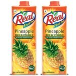 DABUR Real Pineapple Fruit Juice-1L (Pack Of 2)Rich In Vitamin C|No Added Preservatives,No Artificial Colors&Flavours|Goodness Of Best Fruits|Daily Dose Of Fruit Nutrition|Refreshing&Energising Drink - Fast UK Delivery