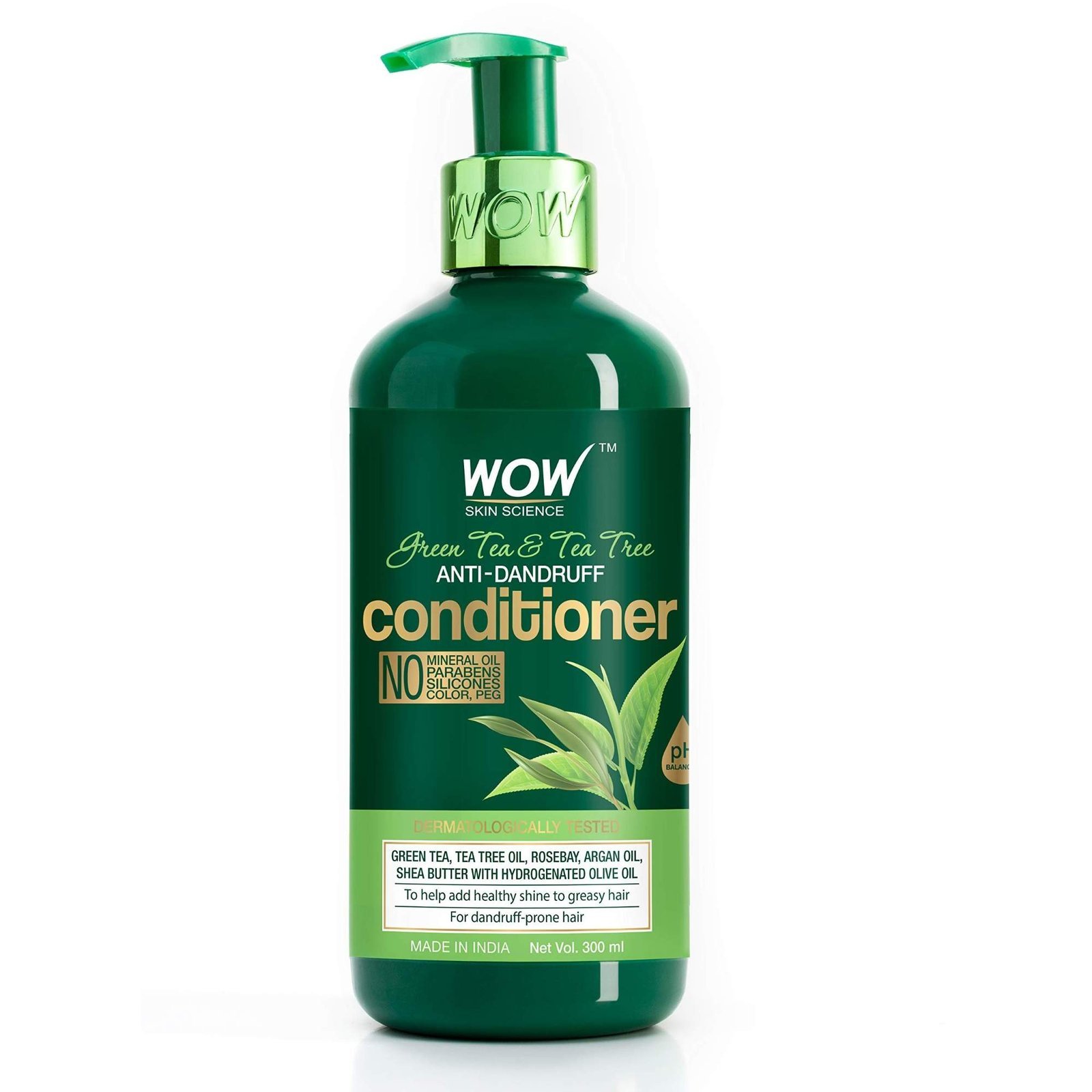 uk81UWjI5Gg0L-1-1.jpg WOW Skin Science Green Tea & Tea Tree Anti-Dandruff Conditioner - No Mineral Oil, Parabens, Silicones, Color & Peg, 300 Millilitre - Fast UK Delivery - Image 1