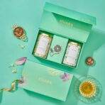 ISVARA Tea Gifts - Liquid Wisdom Gift set, The Symphony of Spices - black tea blend, The Royal Brew - green tea blend and Amethyst gem tea filter - Fast UK Delivery