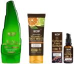 WOW Skin Science Caffeine Face Serum - Quick Absorbing - Oil Free - Anti-Aging& Science Brightening Vitamin C Face Wash&Science 99% Pure Aloe Vera Gel For Face,Skin&Hair - 150Ml - Fast UK Delivery