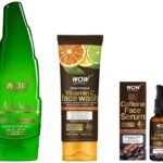 WOW Skin Science Caffeine Face Serum - Quick Absorbing - Oil Free - Anti-Aging& Science Brightening Vitamin C Face Wash&Science 99% Pure Aloe Vera Gel For Face,Skin&Hair - 150Ml - Fast UK Delivery