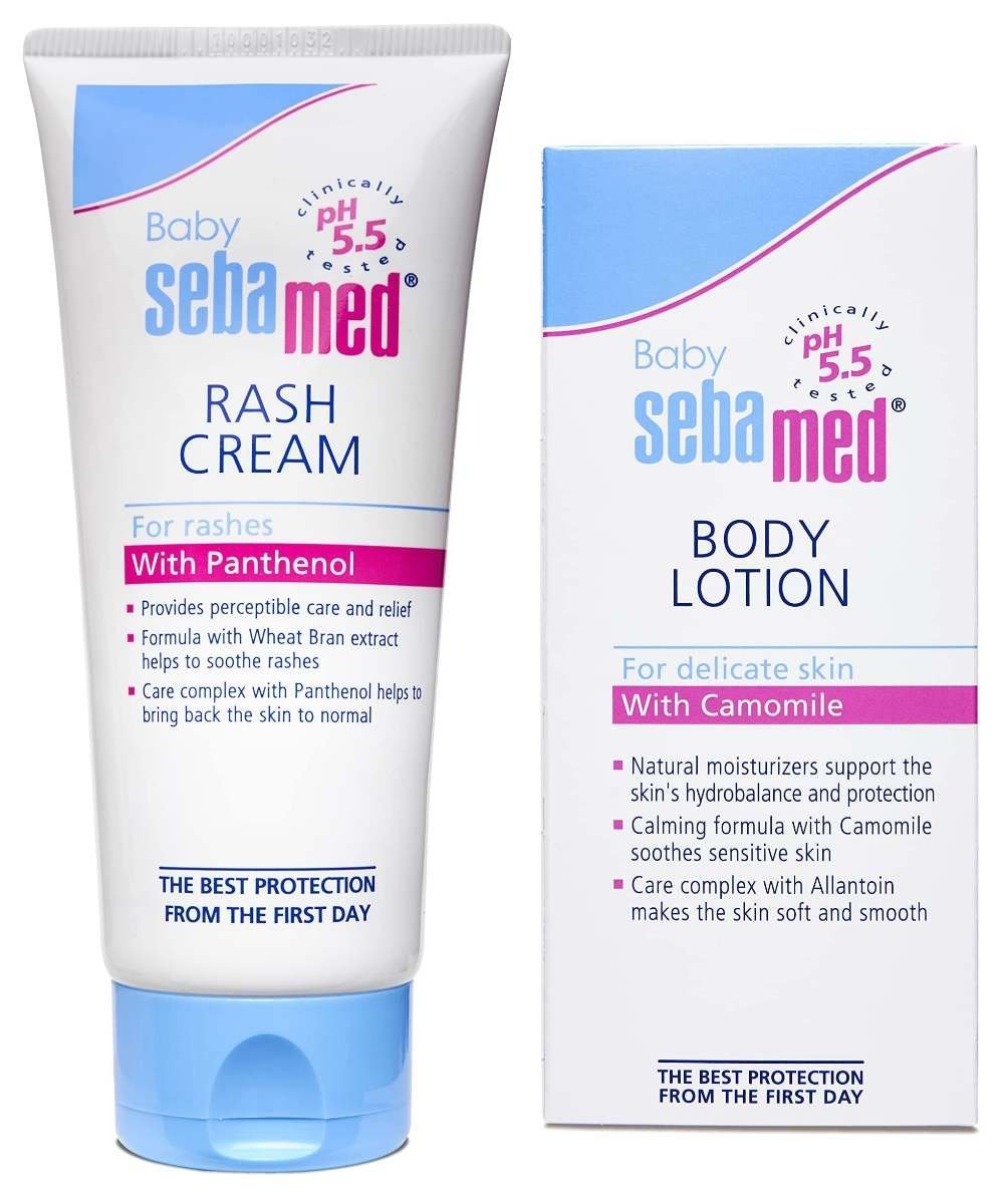 uk81Yt9PX6CcL-1-1.jpg SebaMed Baby Rash Cream, 100ml & Baby Lotion, 100ml Combo - Fast UK Delivery - Image 1