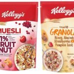 Kellogg's Combo, Kellogg's Muesli with 21% Fruit and Nut Pouch, 500 g and Kellogg's Crunchy Granola Honey, Almonds, Strawberries & Pumpkin Seeds, 450 g - Fast UK Delivery