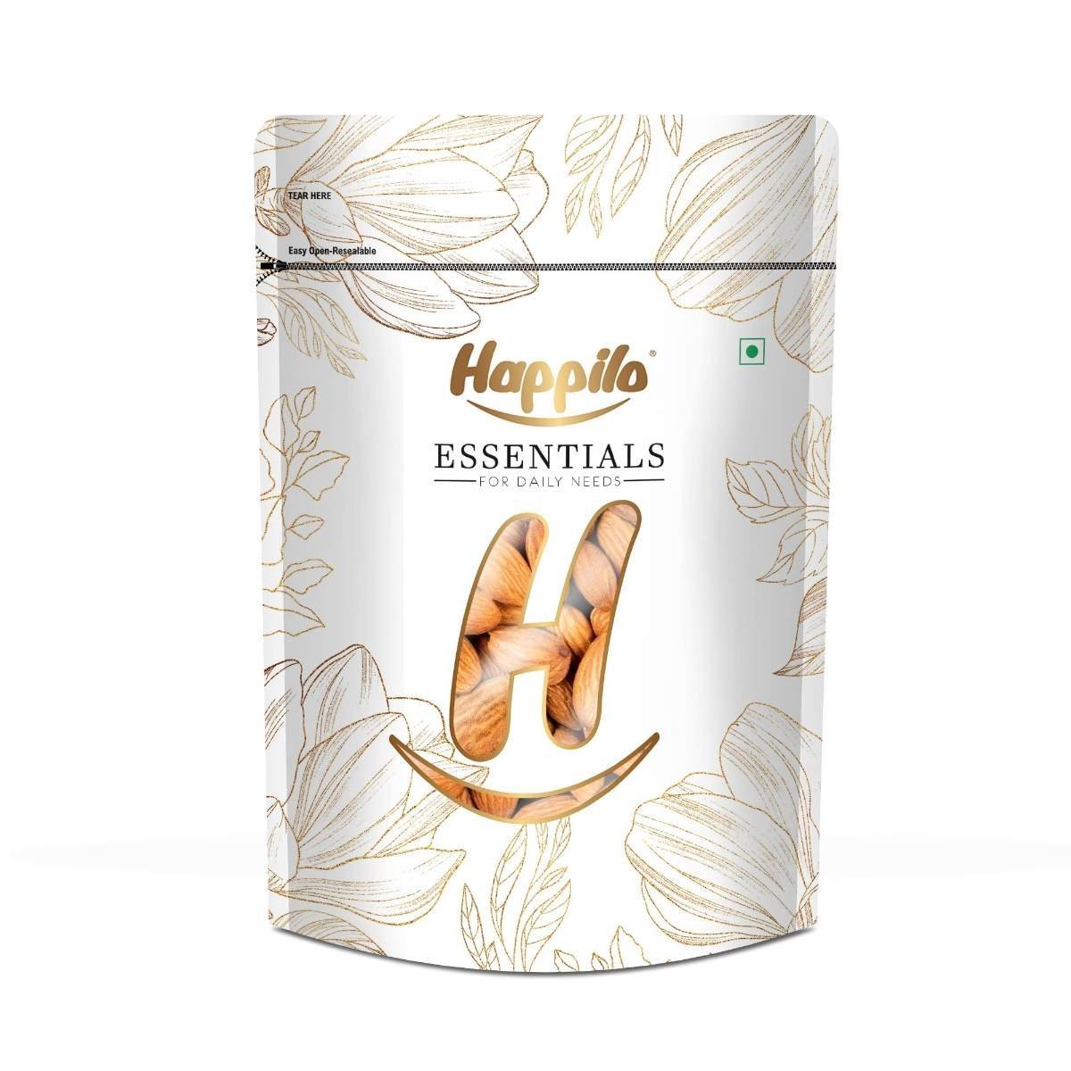 uk81aKWXEjKZL-1-1.jpg Happilo Essentials Californian Popular Almond 200g, Naturally Gluten Free, Unsalted, Low Carb and Healthy Snack, No Preservatives - Fast UK Delivery - Image 1