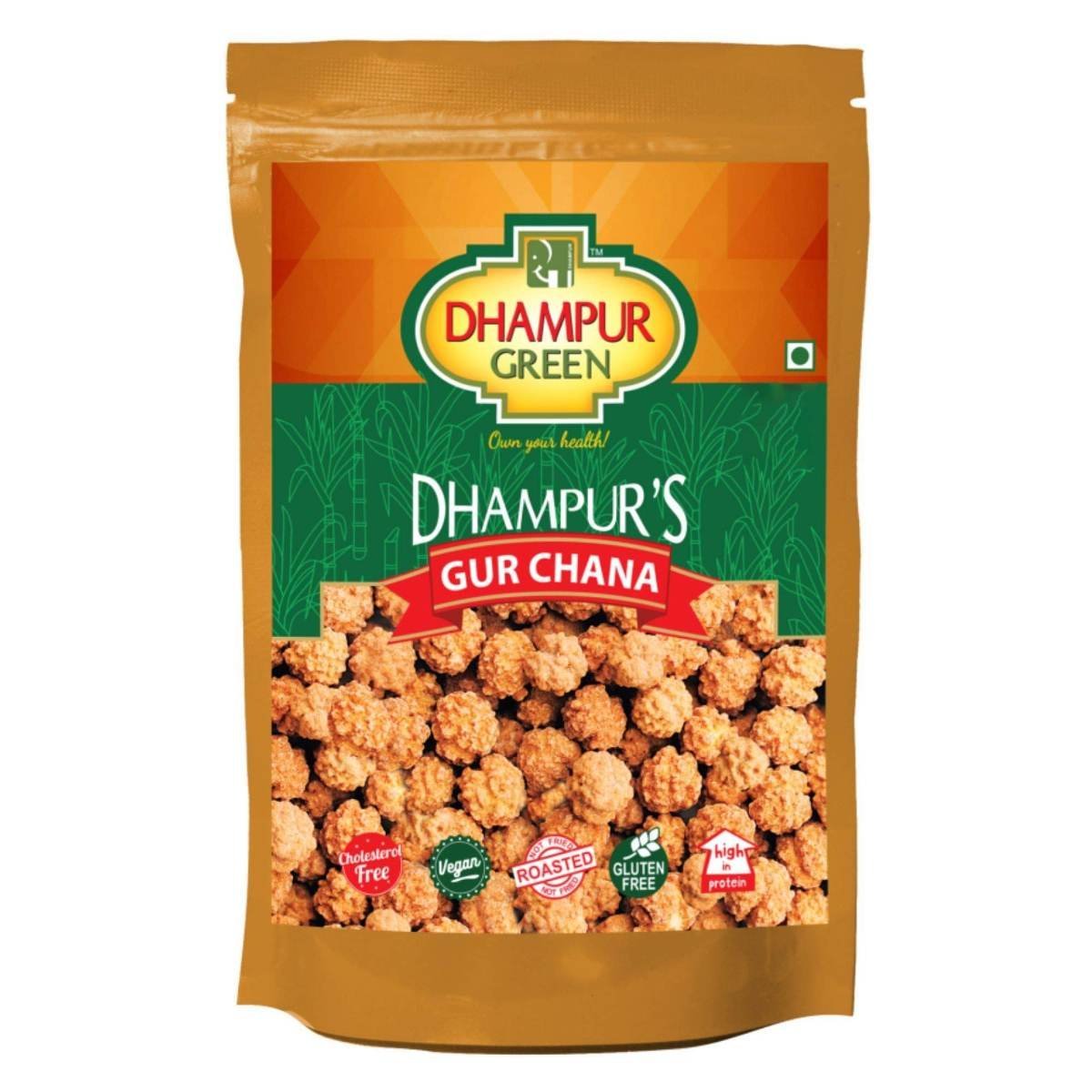 uk81cZQhqwowL.jpg Dhampure Speciality Gur Chana, 150 grams | Chickpeas Sweets Snacks With Jaggery | Roasted Chickpeas - Fast UK Delivery - Image 1