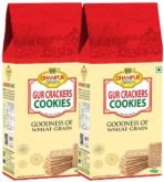 Dhampure Specialityy Jaggery Gur Crackers Cookies Biscuit, 400G(2 X 200G)| Gur Gud Bakery Cookies Biscuit, Healthy Snacks - Fast UK Delivery