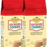 Dhampure Specialityy Jaggery Gur Crackers Cookies Biscuit, 400G(2 X 200G)| Gur Gud Bakery Cookies Biscuit, Healthy Snacks - Fast UK Delivery