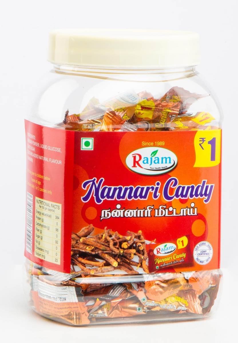 uk81eKXxBqi7L-1.jpg Rajam Nannari Candy 270 Gram (Rs.1 pouch * 100 candy) - Nannari Mittai - Fast UK Delivery - Image 1