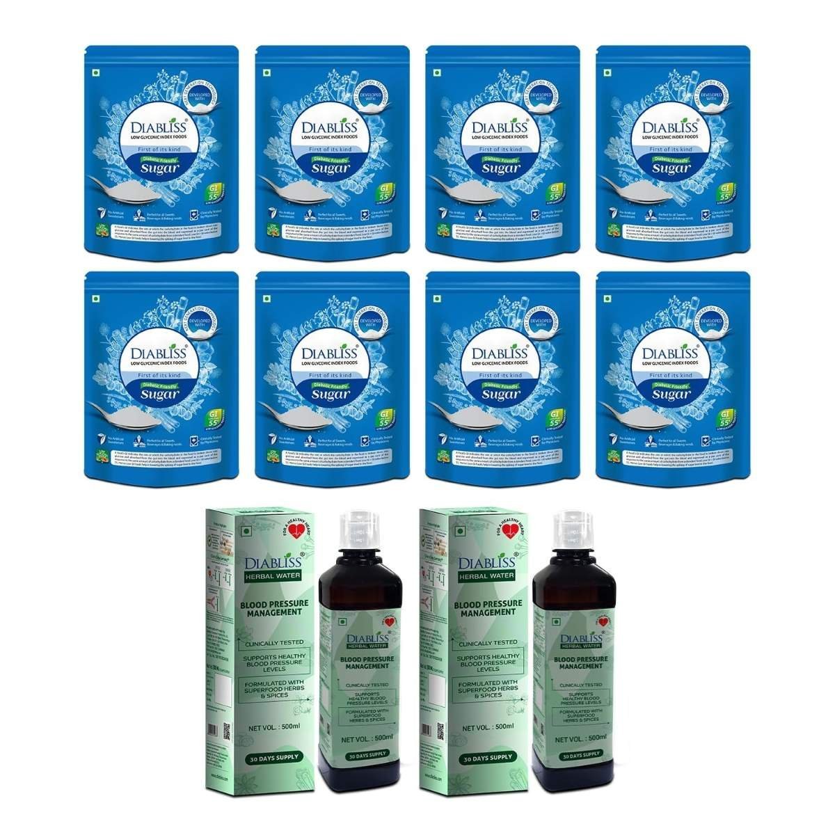 uk81eWRpTWThL-1-1.jpg Diabliss Diabetic Friendly Sugar 500g Pouch pack of 8, Herbal Water for Hypertension Management pack of 2 - Image 1