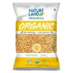 Natureland Organics Arhar/Toor Dal 1 Kg - Organic Healthy Pulses - Fast UK Delivery