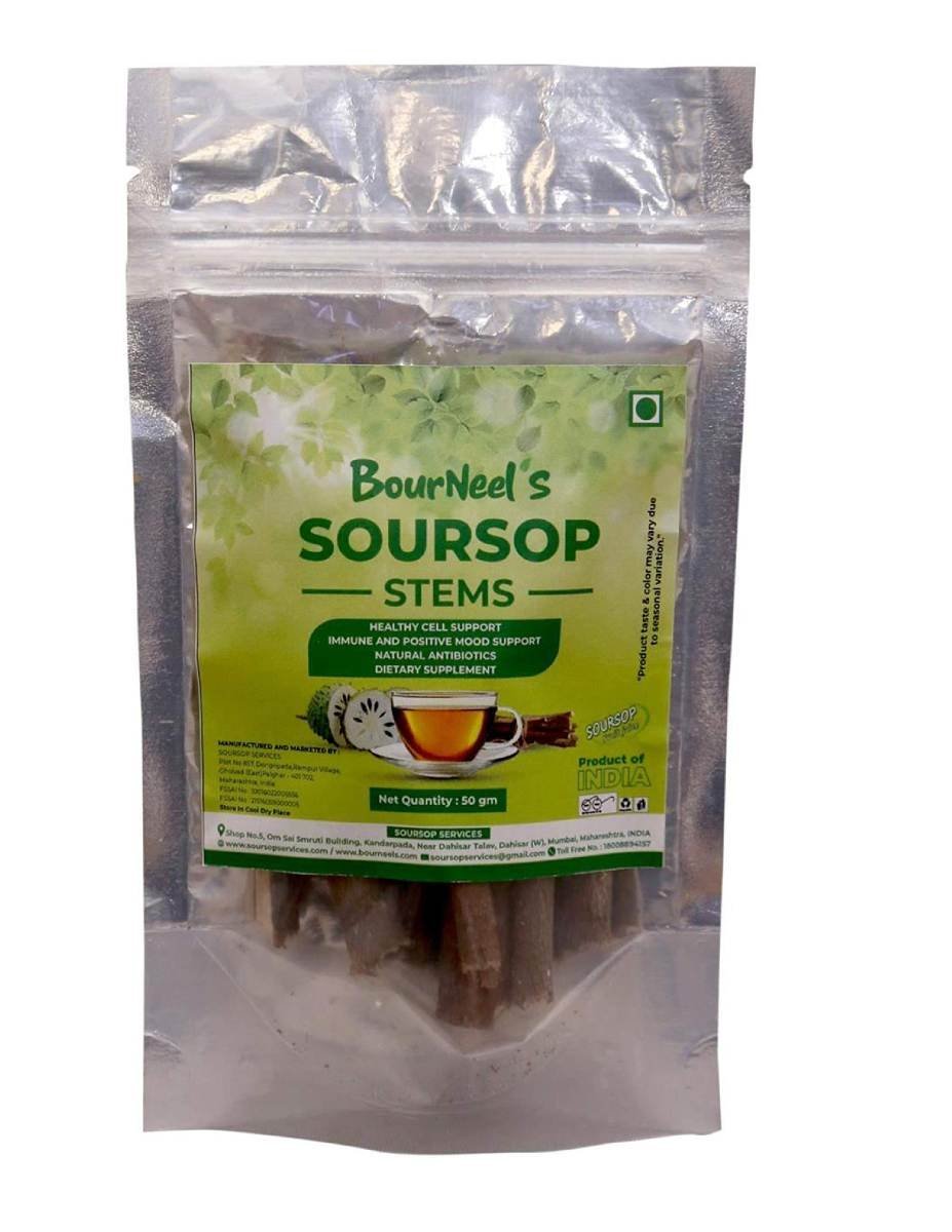 uk81fk3-r45cL-1-1.jpg BourNeel's Soursop Stems 50 Gm - Used for Soursop Tea Kadha | No Preservatives | Graviola Laxman Phal Dry Stems| Soursop Mint Kadha Tea | - Fast UK Delivery - Image 1