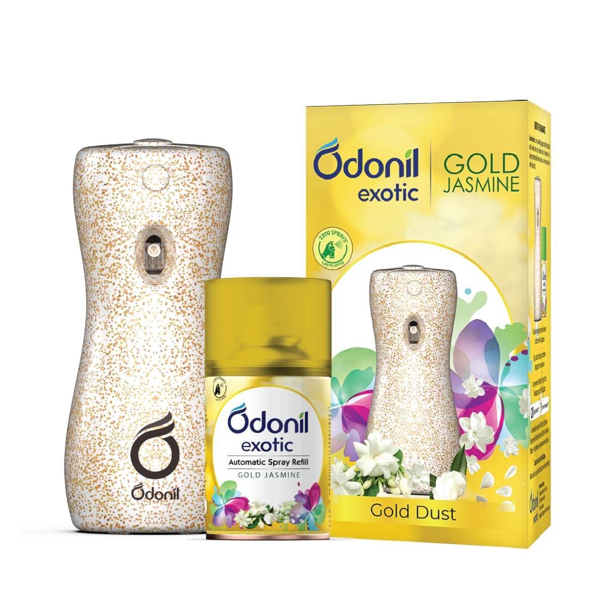 uk81fmOFmvYlL.jpg DABUR Odonil Exotic Automatic Spray - 225Ml | Machine + 1 Refill | Gold Jasmine | 2X Long Lasting | 2200 Sprays Guaranteed | Lasts Upto 60 Days - Fast UK Delivery - Image 1