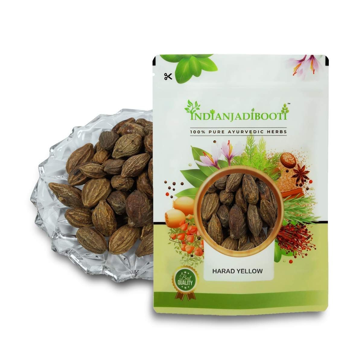 uk81gRpjdi1bL-1-1.jpg IndianJadiBooti Harad Badi Yellow Haritaki | Karakkaya | Yellow Terminalia Chebula | Kadukkai | Haritaki Natural | Inknut | Harad Badi Pili - Harad Big | 250 Grams Pack - Image 1