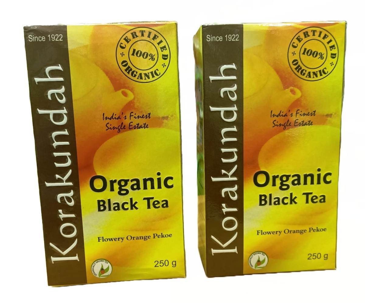 uk81iYTOLsPL-1.jpg KORAKUNDAH Organic Black Tea 250 g | Pack of 2 | Total 500 g | India's Finest Single Estate Organic Tea | Chamraj Nilgiri Tea - Fast UK Delivery - Image 1
