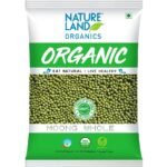 Natureland Organics Moong Sabut/Whole Daal 1 Kg - Organic Healthy Pulses - Fast UK Delivery