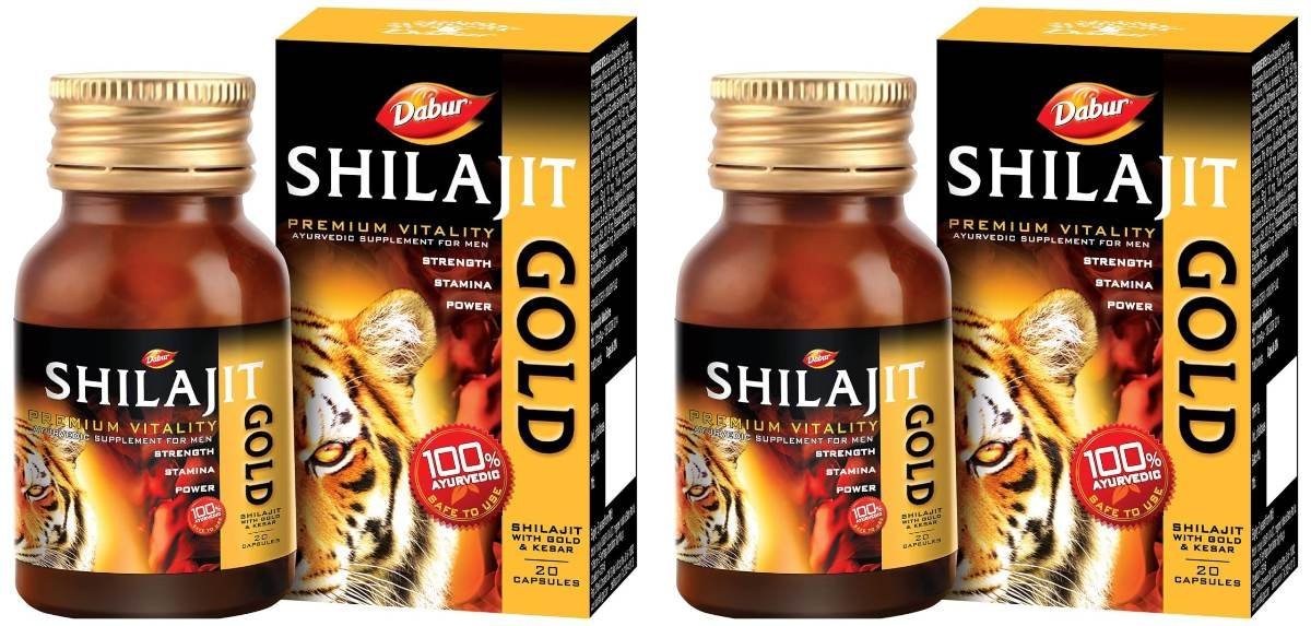 uk81kMh5XA3dL.jpg Dabur Shilajit Gold - 20 Capsules | 100% Ayurvedic Capsules for Strength, Stamina and Power | Premium Ayurvedic Supplement | For Men (Pack of 2) - Fast UK Delivery - Image 1