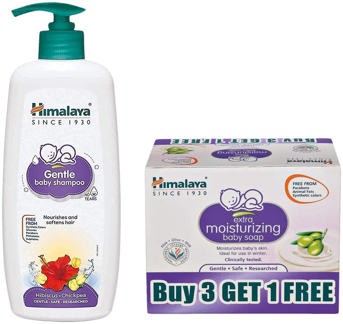 uk81ljreHasUL-1-1.jpg Himalaya Baby Shampoo (400 Ml) & Himalaya Extra Moisturizing Baby Soap (75G, Free) - Fast UK Delivery - Image 1