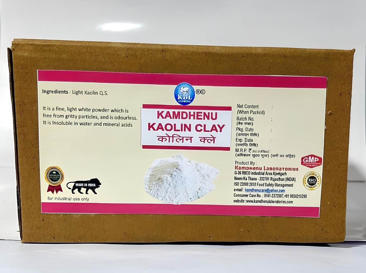 uk81nMyumlopL-1.jpg Kamdhenu Laboratories Kaolin Clay 600 Grams| White Clay For Face Masks For Acne Blackheads And Pimples| Kaolin Clay Powder For Cleansing, 1 Count - Fast UK Delivery - Image 1