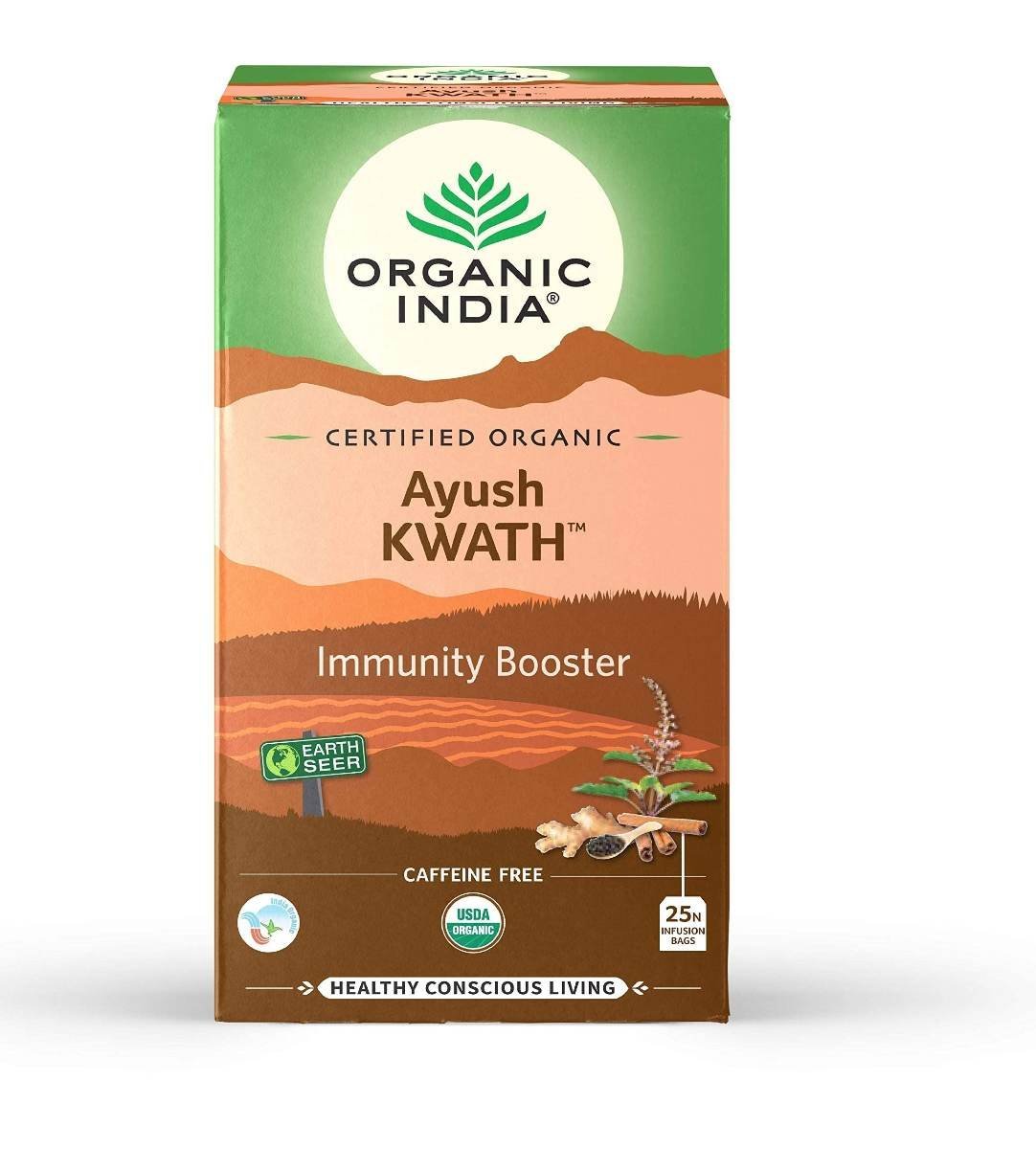 uk81ngIRCuZxL.jpg ORGANIC INDIA Ayush KWATH Immunity Booster - 25 Tea Bags (Pack of 2) - Fast UK Delivery - Image 1