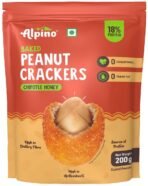ALPINO Peanut Crackers Chipotle Honey 200g Made with Roasted Peanuts & Chipotle Honey Seasoning - 18g Protein, 0 Cholesterol, 0 Trans Fat, Healthy Snack Indian Spices Coated Peanuts - Fast UK Delivery