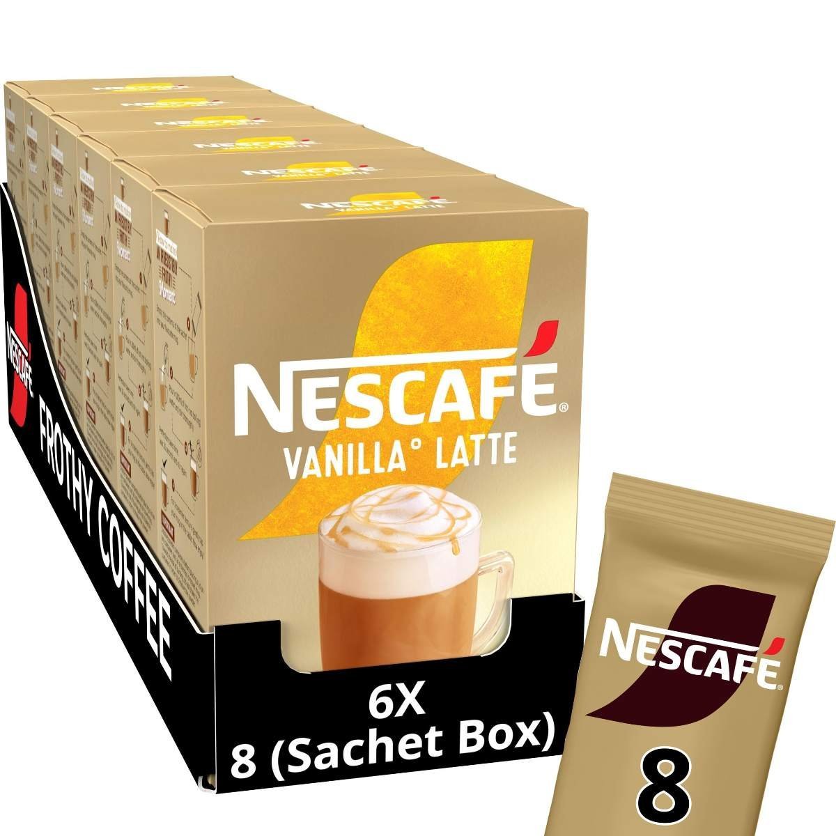 uk81ovDa9a6L-1.jpg Nescafe Cafe Menu Latte Vanilla, 185g (Pack of 8) - Fast UK Delivery - Image 1