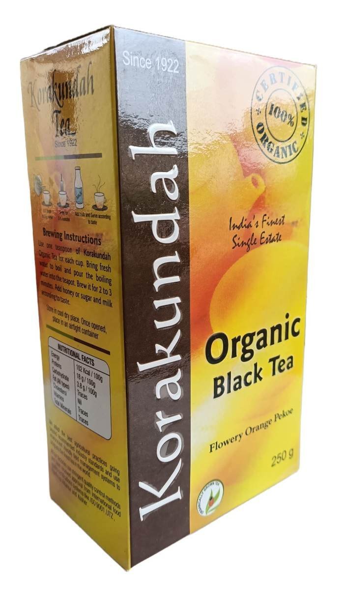 uk81pJ0ttqZ4L-1.jpg KORAKUNDAH Organic Black Tea 250 g | Pack of 1 | Total 250 g | India's Finest Single Estate Organic Tea | Chamraj Nilgiri Tea - Fast UK Delivery - Image 1