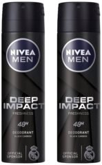 Nivea Men Masculine Deep Impact Freshness Deodorant Spray, 150Ml (Pack Of 2) - Fast UK Delivery