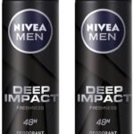 Nivea Men Masculine Deep Impact Freshness Deodorant Spray, 150Ml (Pack Of 2) - Fast UK Delivery
