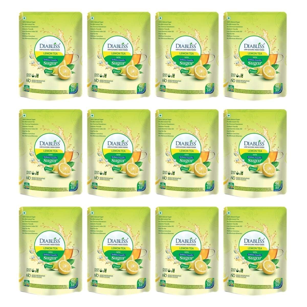 uk81qALSuf1YL-1-1.jpg DiaBliss Herbal Diabetic Friendly Lemon Tea 500g - Low Glycemic GI Index Food Refreshing Taste Sugar Free - Diabetes - Pack of 12 - Image 1