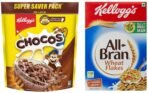 Kellogg's Chocos, with Protein & Fibre of 1 Roti* in each bowl**, High in Calcium & Protein, with 10 Essential Vitamins & Minerals, Breakfast Cereals, 1.2 kg Pack & All Bran Wheat Flakes, 440g - Fast UK Delivery