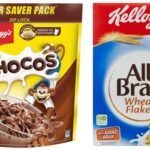 Kellogg's Chocos, with Protein & Fibre of 1 Roti* in each bowl**, High in Calcium & Protein, with 10 Essential Vitamins & Minerals, Breakfast Cereals, 1.2 kg Pack & All Bran Wheat Flakes, 440g - Fast UK Delivery