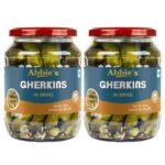 Abbie's Gherkins Big in Brine, 680g, Pack of 2 Ready to Eat | Zero Fat Crunchy Pickle | Perfect Topping for Pizza, Pasta, Sandwich, Burger, Salad , Snacks and More | - Fast UK Delivery