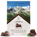 Wellbeing Nutrition Organic Vegan Plant Protein Isolate Powder | 22g Protein, 5g BCAA | Complete Amino Acid Profile | Prebiotics & 3B CFU Probiotics | No Bloating | Easy to Digest | Trace Minerals & Alkalizing Greens | Belgian Dark Chocolate - 500gm