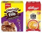 Kellogg's Chocos Fills, Double Chocolaty, Multigrain, High in Protein & B Vitamins, 0% Maida 250g + Corn Flakes Original, High in Iron and B Group Vitamins, Breakfast Cereals, 475g Pack - Fast UK Delivery