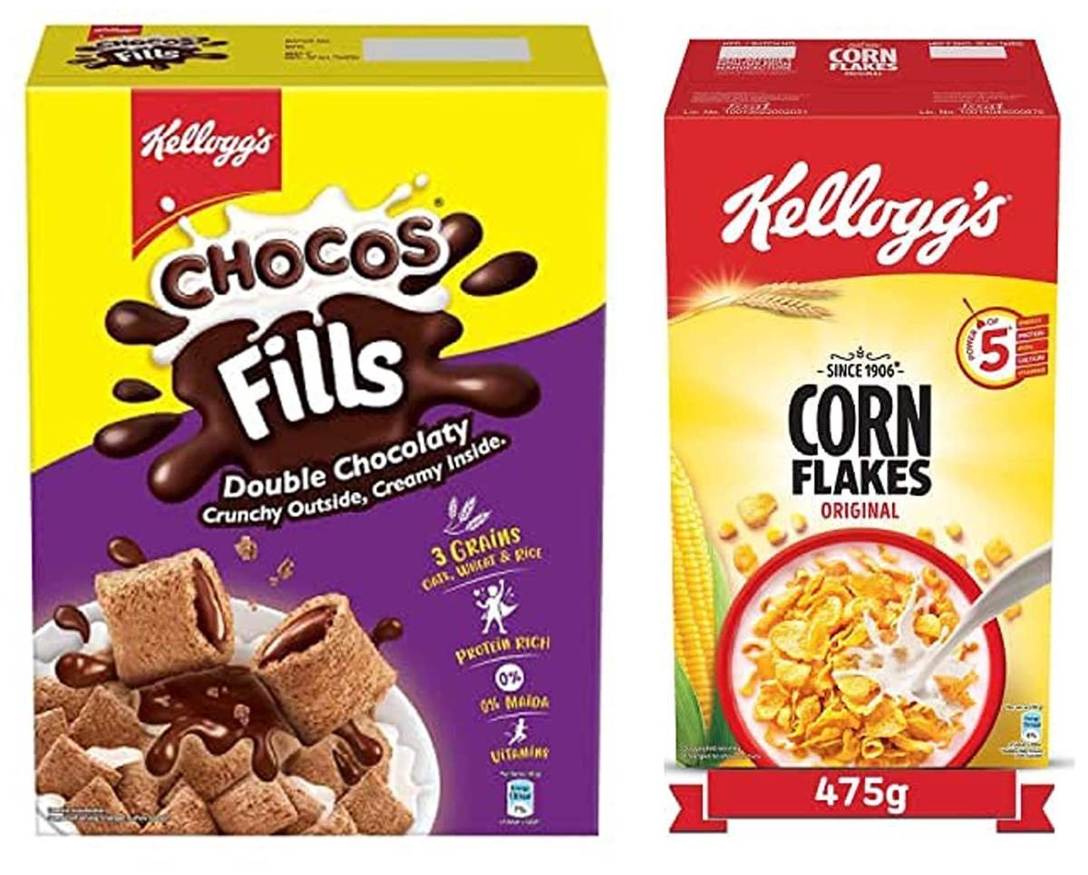 uk81ry3BepDwL-1-1.jpg Kellogg's Chocos Fills, Double Chocolaty, Multigrain, High in Protein & B Vitamins, 0% Maida 250g + Corn Flakes Original, High in Iron and B Group Vitamins, Breakfast Cereals, 475g Pack - Fast UK Delivery - Image 1