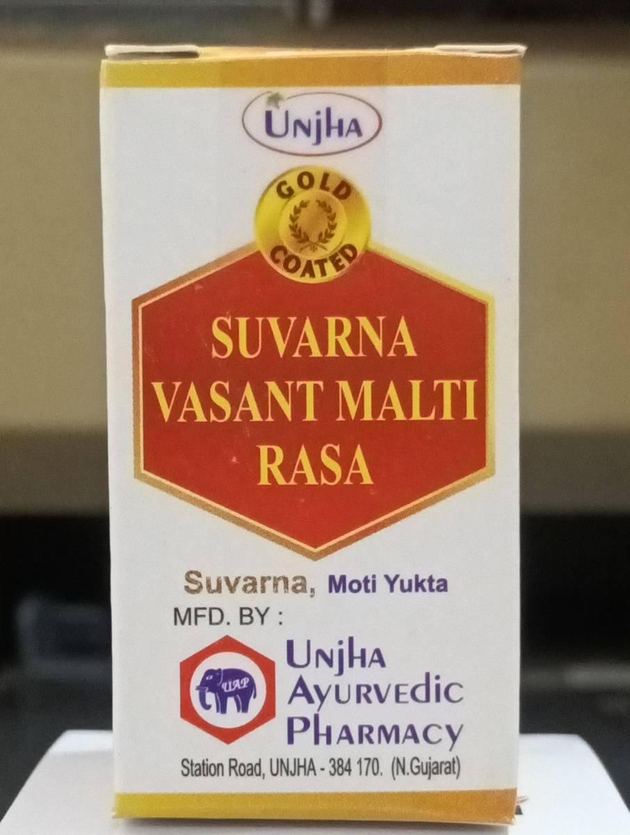 uk81tI7RKraHL-1-1.jpg Unjha Suvarnavasantmalati Ras (S.Y) 10 Tablet - Image 1
