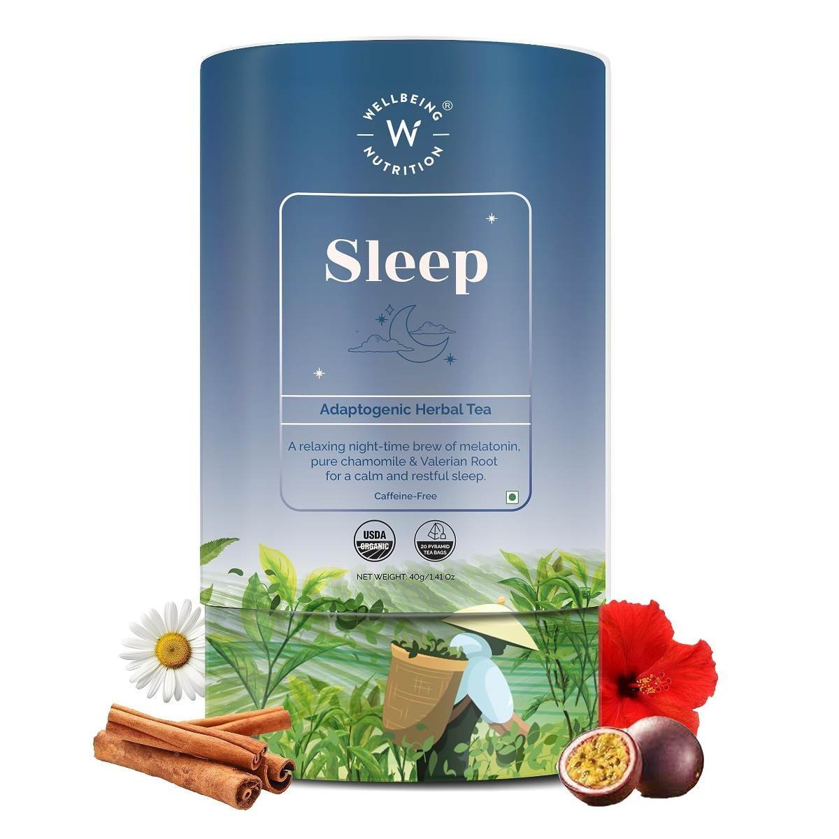 uk81uCMZ3EGL-1.jpg WELLBEING NUTRITION Sleep Tea|Caffeine Free Tea Bags For Insomnia & Stress Relief,Relaxation & Improved Sleep Quality|5Mg Melatonin,Chamomile,Valerian Root,Lavender (20 Pyramid Tea Bags) - Chamomile - Image 1
