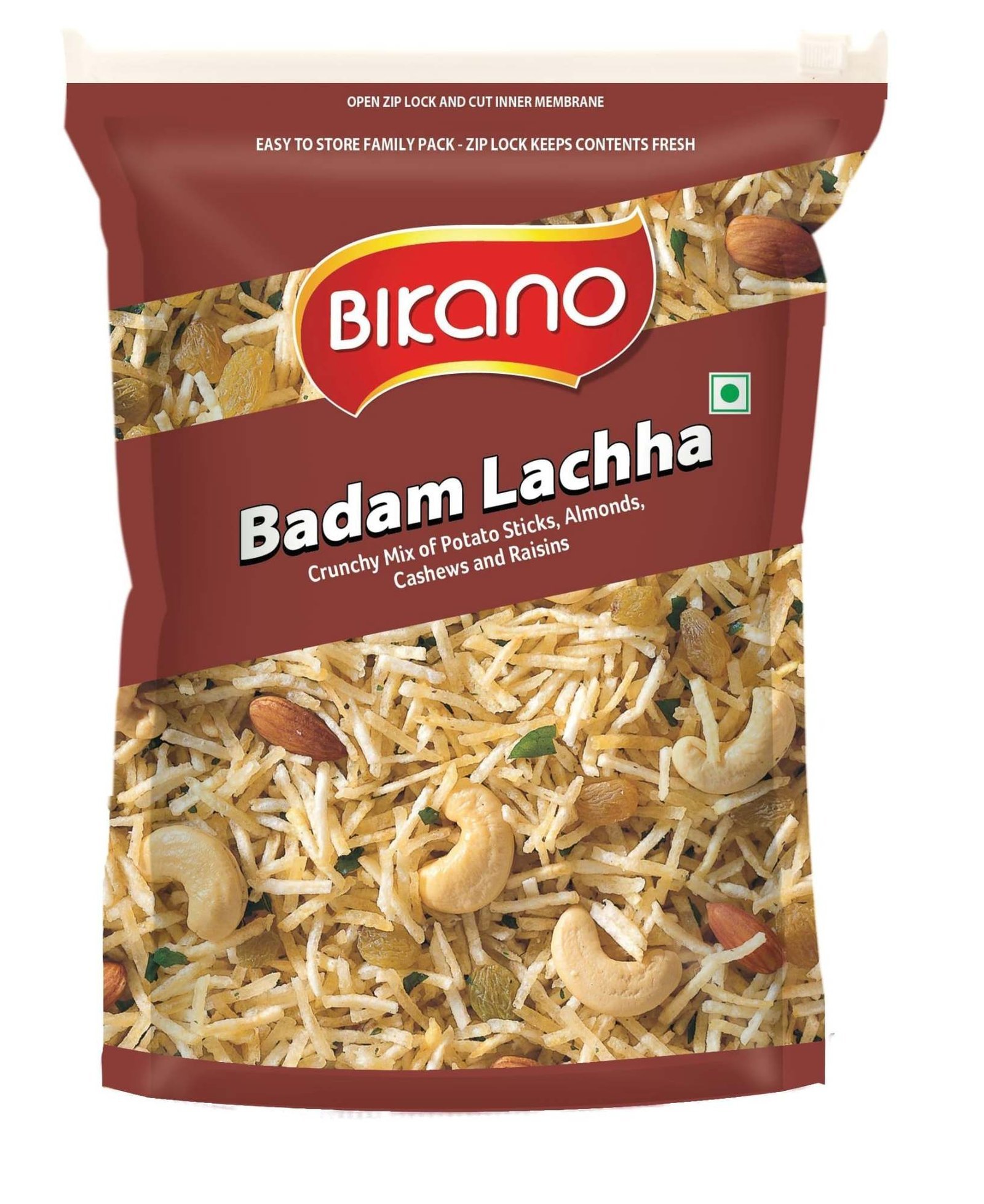uk81v9txpFzfL-1-1.jpg Bikano Badam Lachha | Nutty Cashews & Almonds | Tea Time Snack | Badam Lachha Namkeen, 400g Pack - Fast UK Delivery - Image 1