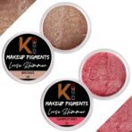 KINDED Loose Shimmer Makeup Foil Pigments Glitter Eyeshadow for Women Smokey Eyes Face Brow Bones Body Highlighter Metallic Beauty Shiny Dust Powder Pearls (Combo 3gm each, Bronze & Carrot Red) - Fast UK Delivery