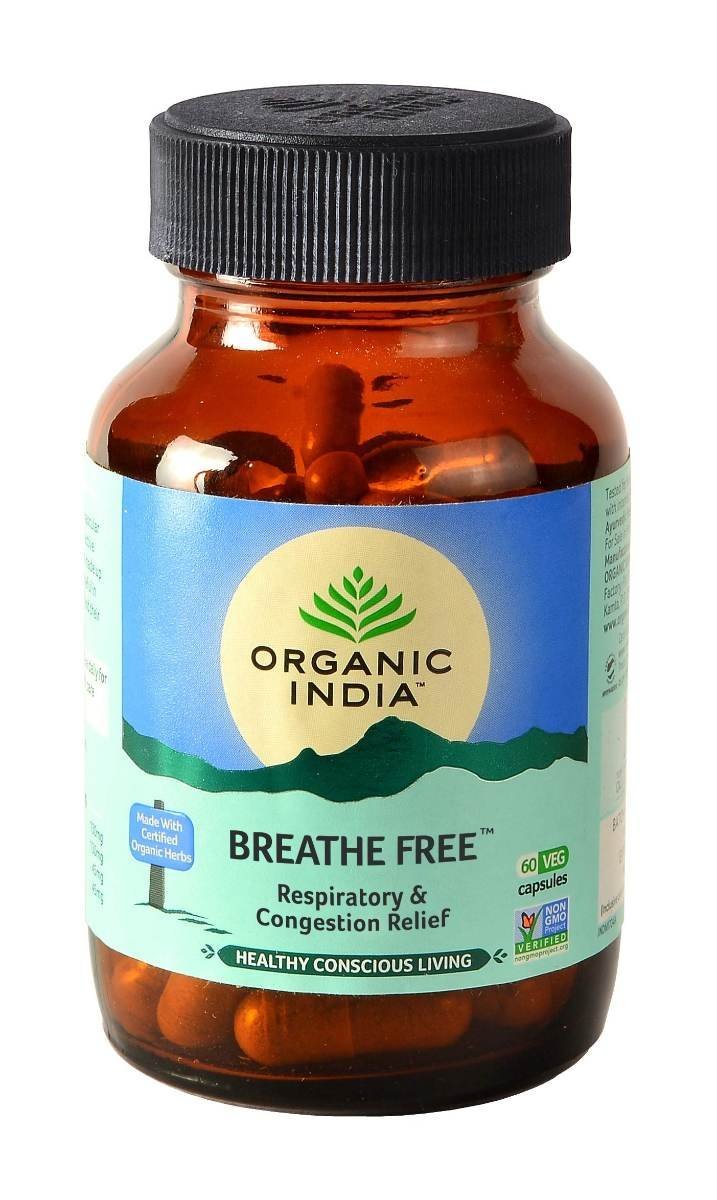 uk81xaNlz2axL.jpg Organic India Breathe Free - Pack of 60 Capsules Bottle - Image 1