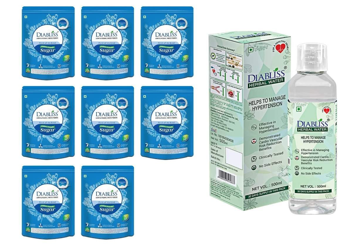 uk81z39WrDWL-1.jpg Diabliss Diabetic Friendly Herbal Cane Sugar - Free from Chemicals/Artificial Sweeteners - Low Glycemic Index (GI) - 500g Pouch (500g (Pack of 8)+Hypertension Management) - Image 1
