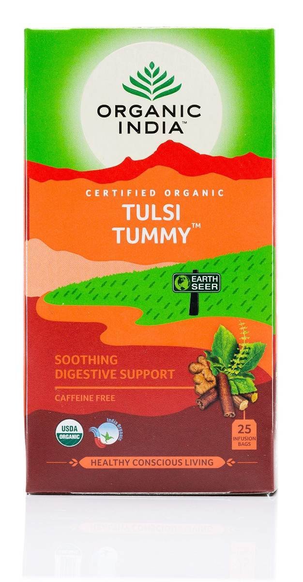 uk81zZ4-1TTZL.jpg Organic India Tulsi Tummy Tea, 25 Tea Bags - Fast UK Delivery - Image 1